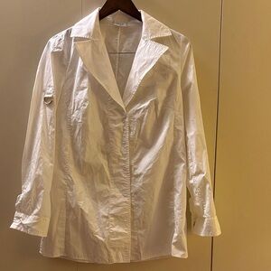 Akris Punto White Button-Up Light Shirt Jacket Size 10